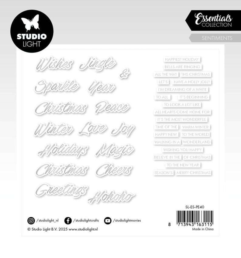 Studio Light - Stanzteile "Trendy Silver Christmas" Paper Elements Sentiments Foil 