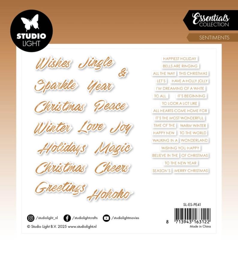 Studio Light - Stanzteile "Trendy Bronze Christmas" Paper Elements Sentiments Foil 