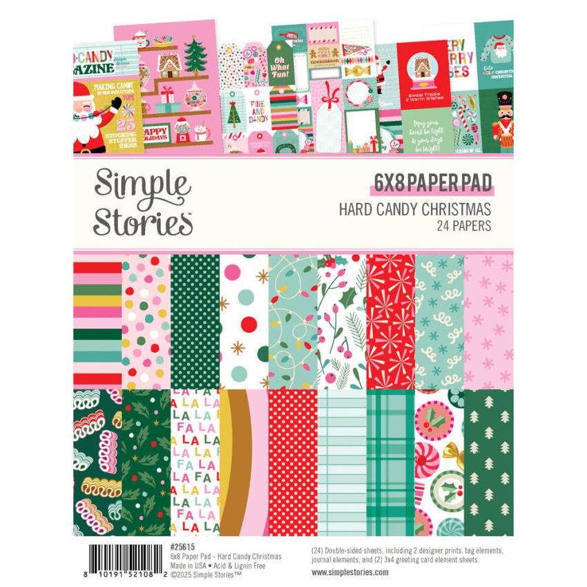 Simple Stories - Designpapier "Hard Candy Christmas" Paper Pack 6x8 Inch - 24 Bogen