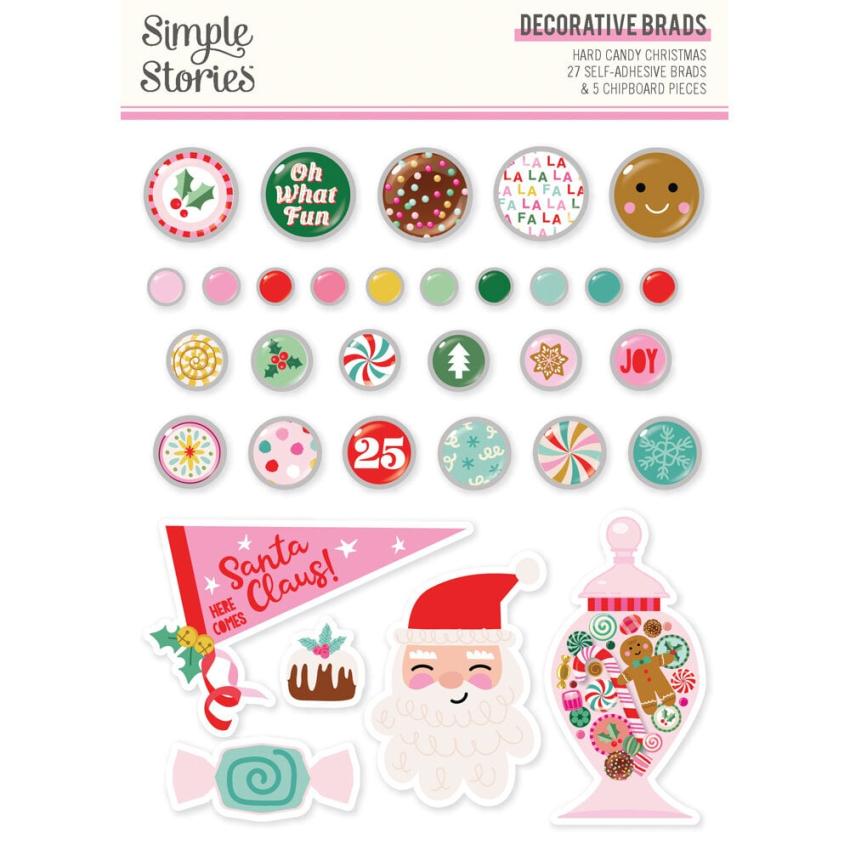 Simple Stories - Decorative Brads "Hard Candy Christmas" 