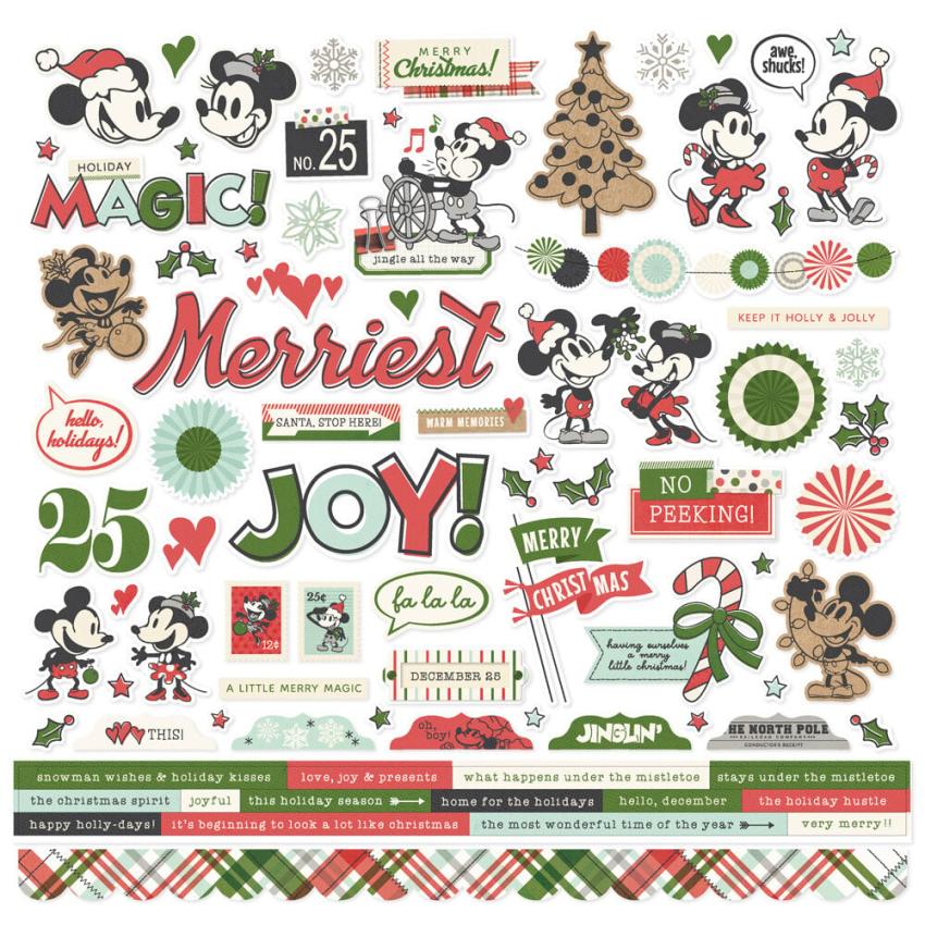 Simple Stories - Aufkleber "Say Cheese Classic Mouse Christmas" Cardstock Sticker 