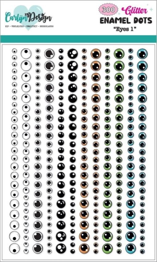 Carlijn Design - Klebesteine "Eyes 1" Enamel Dots 300 Stück