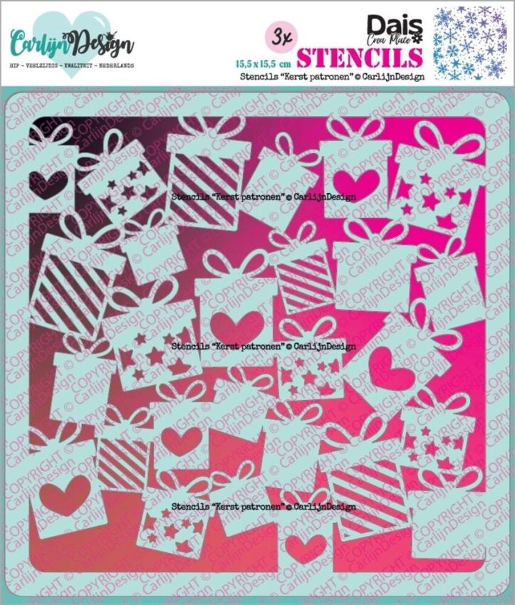 Carlijn Design - Schablone 15,5x15,5cm "Kerst Patronen" Stencil