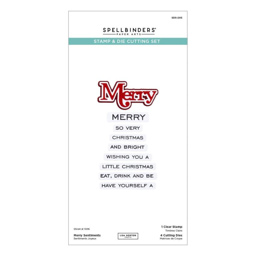 Spellbinders - Stempelset & Stanzschablone "Merry Sentiments" Clear Stamps & Dies