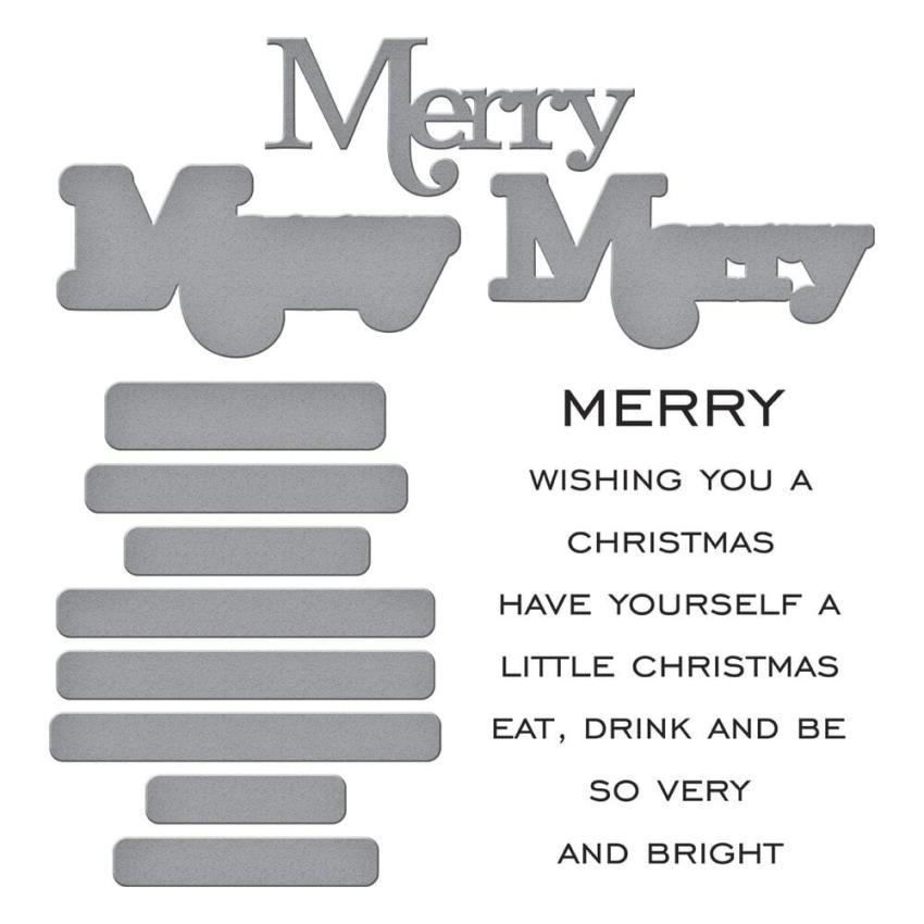 Spellbinders - Stempelset & Stanzschablone "Merry Sentiments" Clear Stamps & Dies