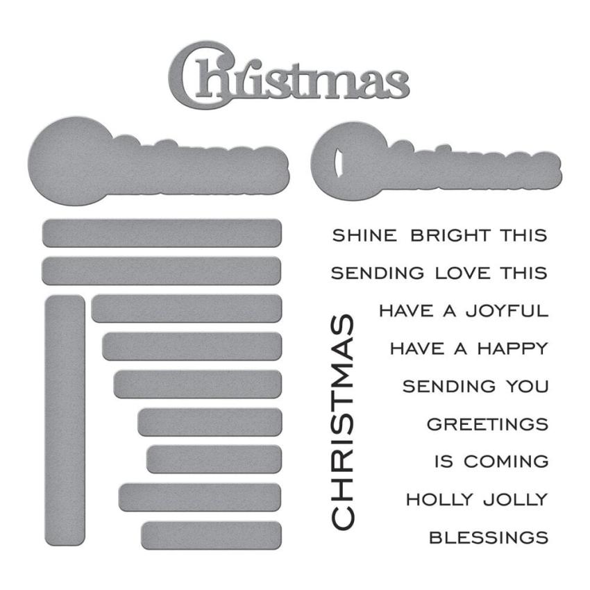 Spellbinders - Stempelset & Stanzschablone "Christmas Sentiments" Clear Stamps & Dies