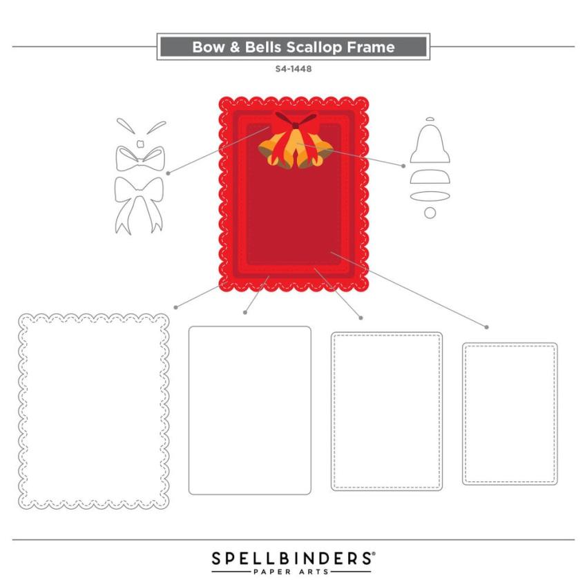 Spellbinders - Stanzschablone "Bow & Bell Scallop Frame" Dies