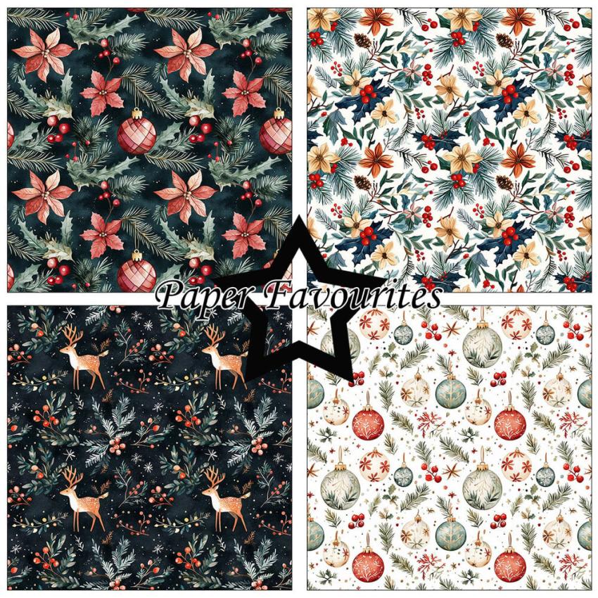 Paper Favourites - Designpapier "Boho Christmas" Paper Pack 12x12 Inch 8 Bogen