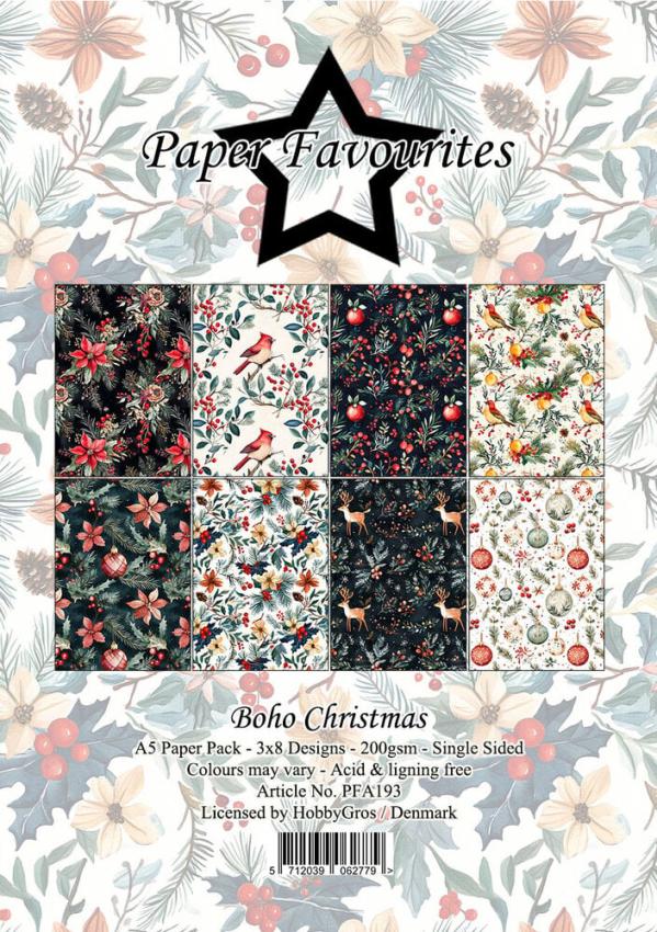 Paper Favourites - Designpapier "Boho Christmas" Paper Pack A5 - 24 Bogen