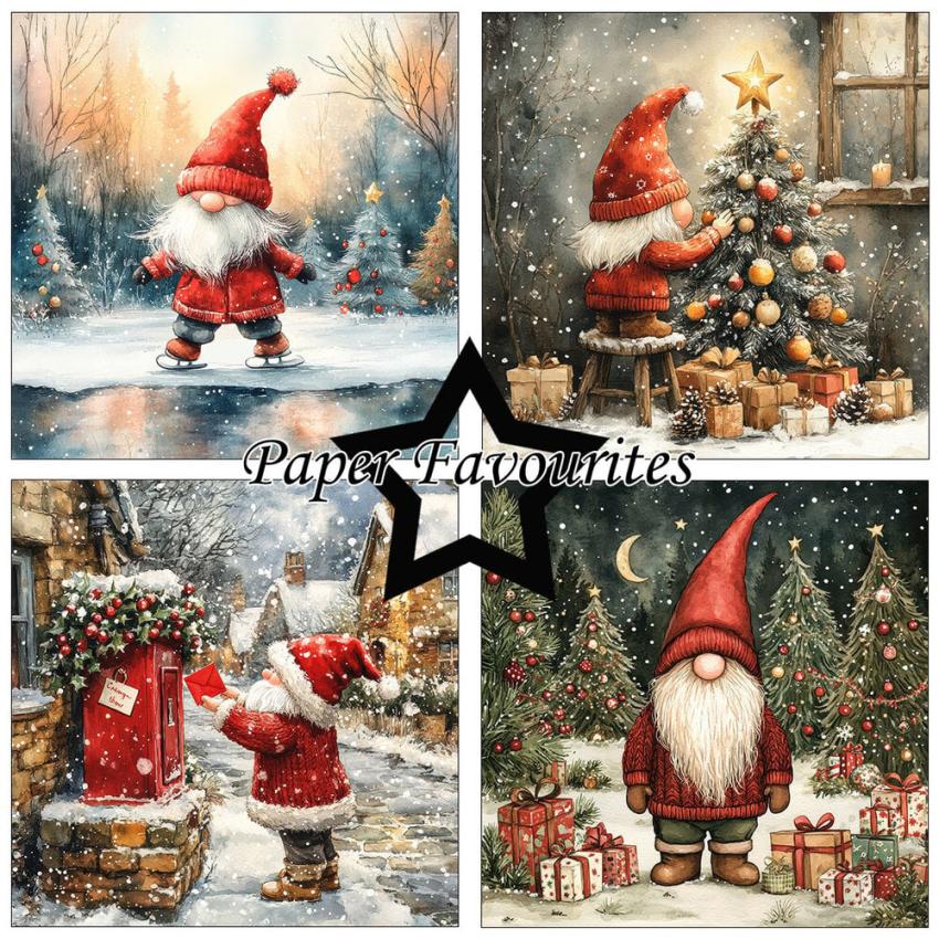 Paper Favourites - Designpapier "Christmas Gnomes" Paper Pack 6x6 Inch - 24 Bogen