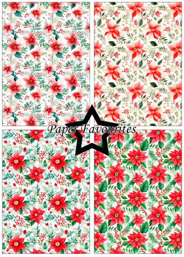 Paper Favourites - Designpapier "Poinsettia" Paper Pack A5 - 24 Bogen