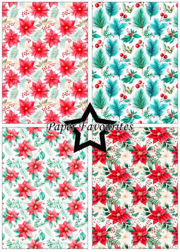 Paper Favourites - Designpapier "Poinsettia" Paper Pack A5 - 24 Bogen