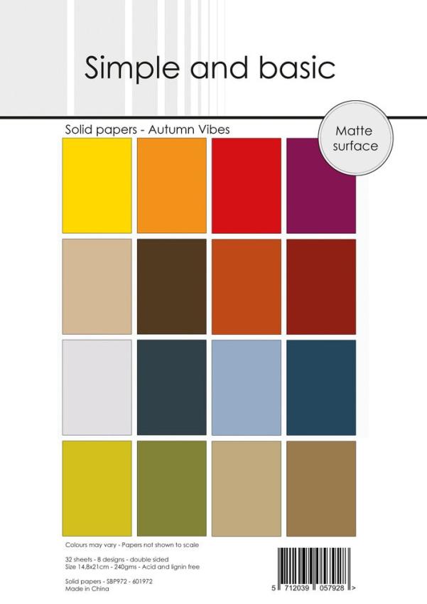 Simple and Basic - Cardstock "Autumn Vibes" Solid Papers A5 - 32 Bogen 