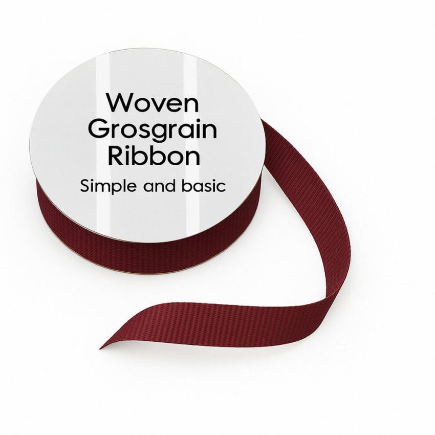 Simple and Basic - Schleifenband "Dark Red" Woven Grosgrain Ribbon 10m