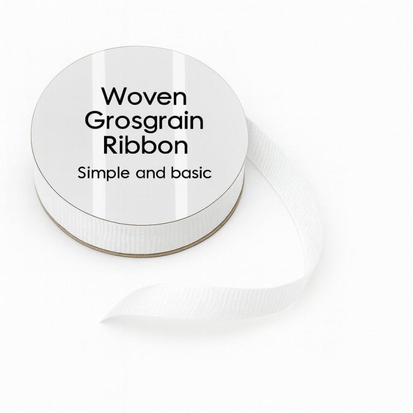 Simple and Basic - Schleifenband "White" Woven Grosgrain Ribbon 10m