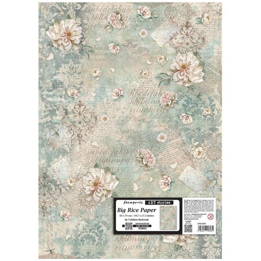 Stamperia - Decopatch Papier "Peony Pattern" Big Decoupage 50x70cm - 6 Bogen  