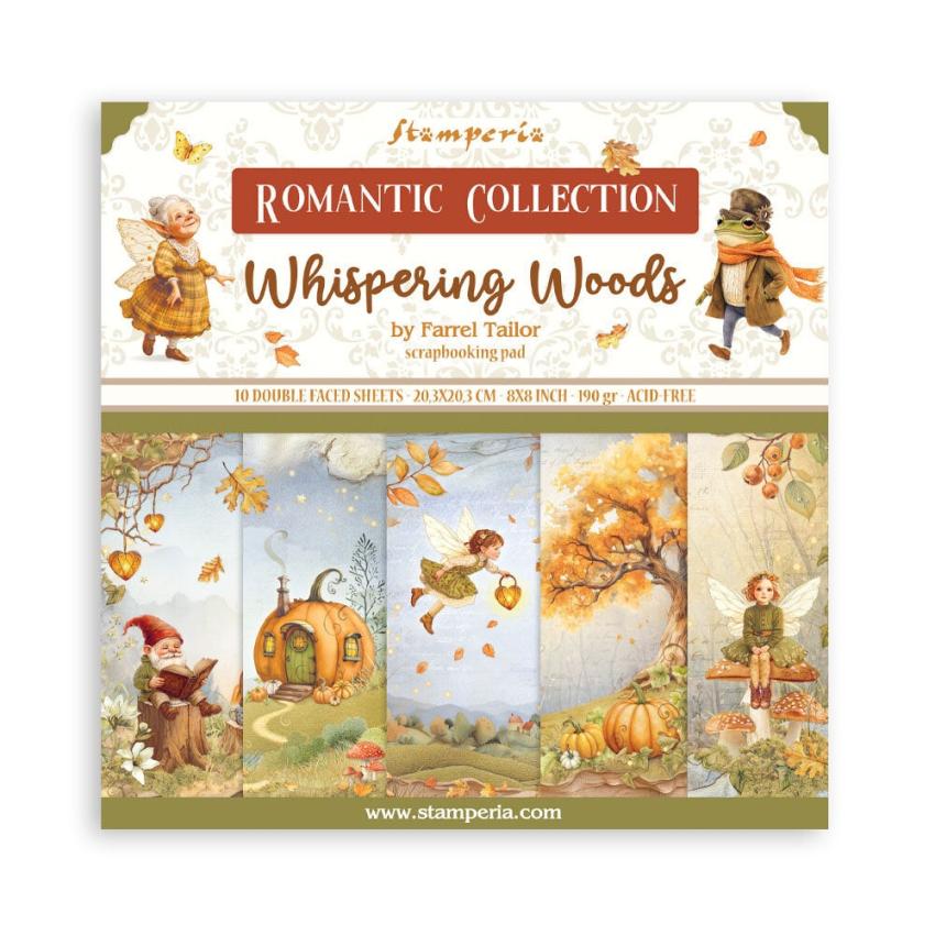 Stamperia - Designpapier "Whispering Woods" Maxi Paper Pack 8x8 Inch - 10 Bogen