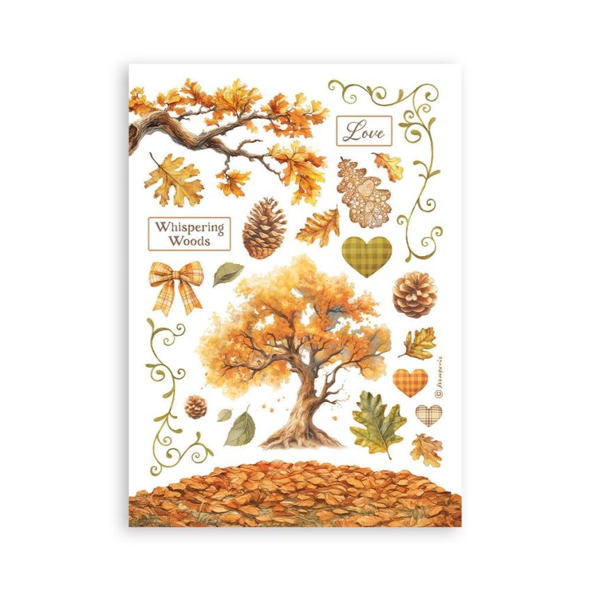 Stamperia - Washi Papier "Whispering Woods" Washi Pad 14,8x21cm - 8 Bogen