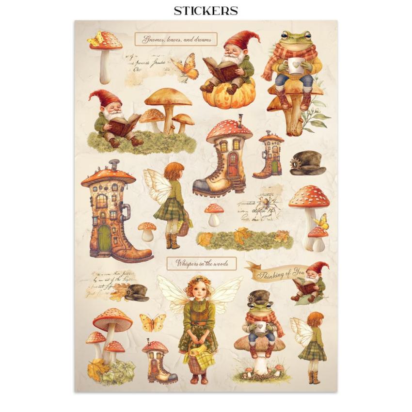 Stamperia - Papier, Aufkleber & Stanzteile "Whispering Woods" Junk Journal Backgrounds,Stickers,Cut-Outs