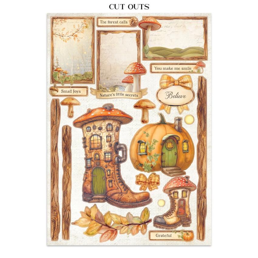 Stamperia - Papier, Aufkleber & Stanzteile "Whispering Woods" Junk Journal Backgrounds,Stickers,Cut-Outs