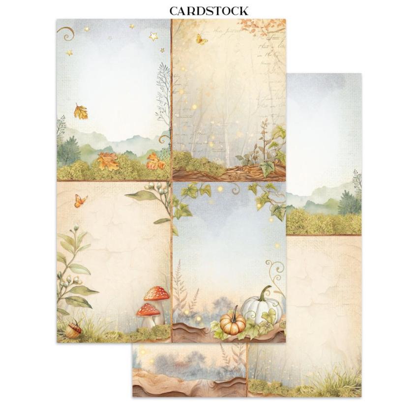 Stamperia - Papier, Aufkleber & Stanzteile "Whispering Woods" Junk Journal Backgrounds,Stickers,Cut-Outs