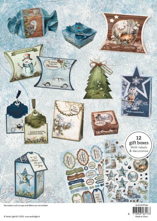 Studio Light - Geschenkboxen "Winter Wonderland" Die Cut Paper Gift Boxes - 12 Bogen