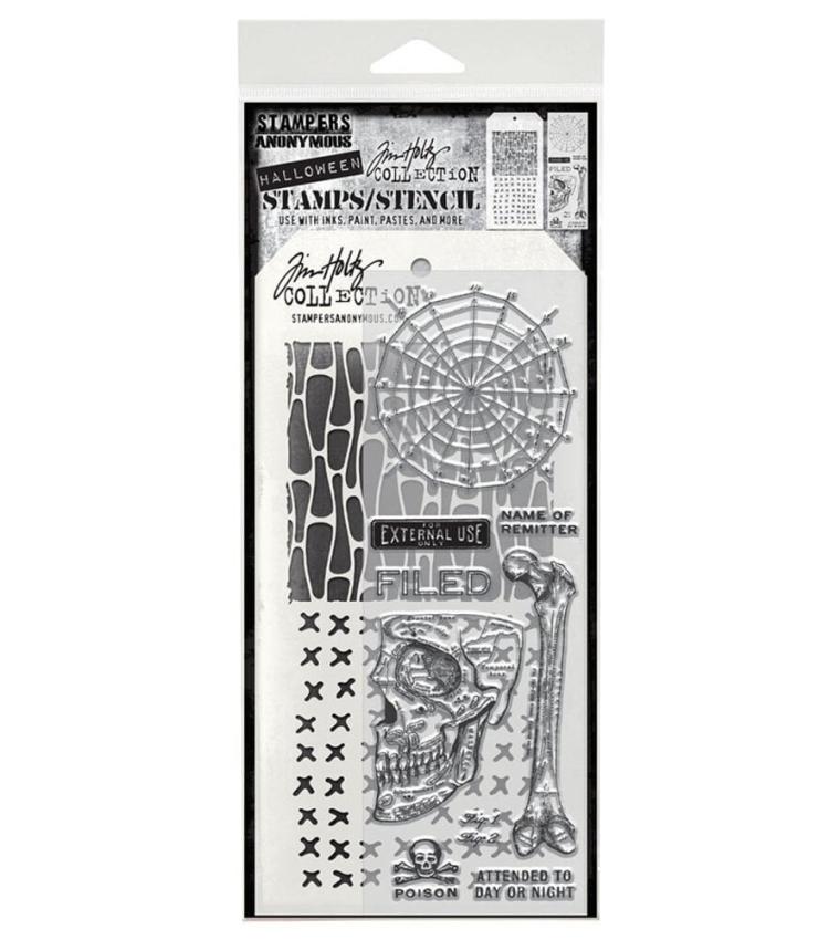 Stampers Anonymous - Stempelset & Schablone "Anatomy" Clear Stamp & Stencil Design by Tim Holtz