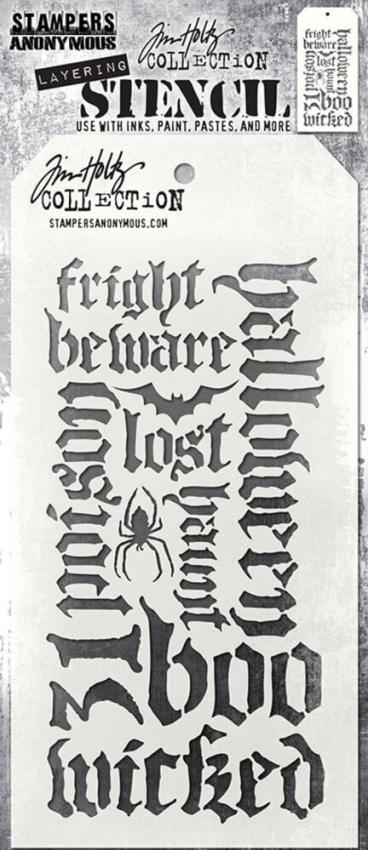 Stampers Anonymous - Schablone "Halloween Script" Layering Stencil Design by Tim Holtz
