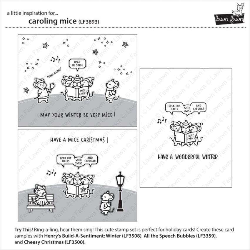 Lawn Fawn - Stempelset "Caroling Mice" Clear Stamp