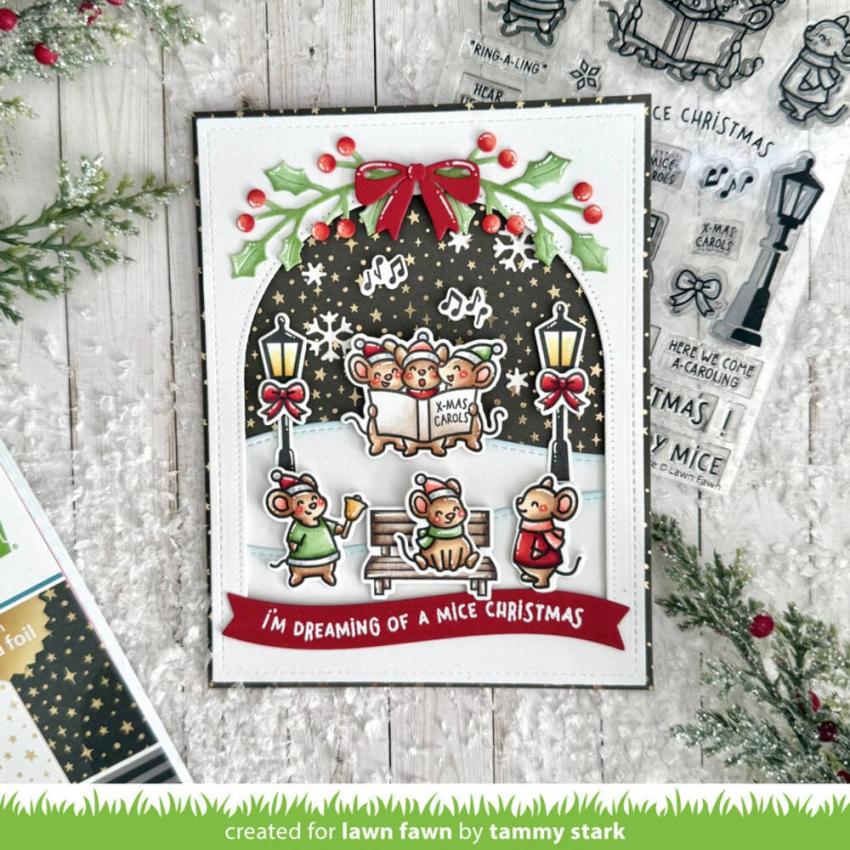 Lawn Fawn - Stempelset "Caroling Mice" Clear Stamp