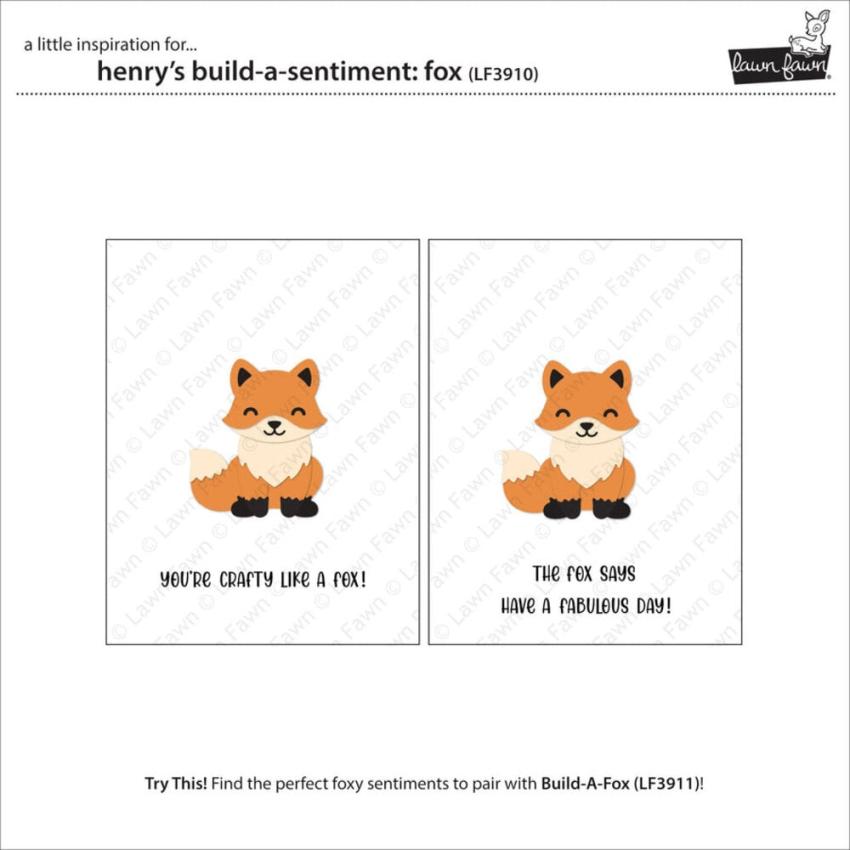 Lawn Fawn - Stempelset "Henry'S Build-A-Sentiment Fox" Clear Stamp