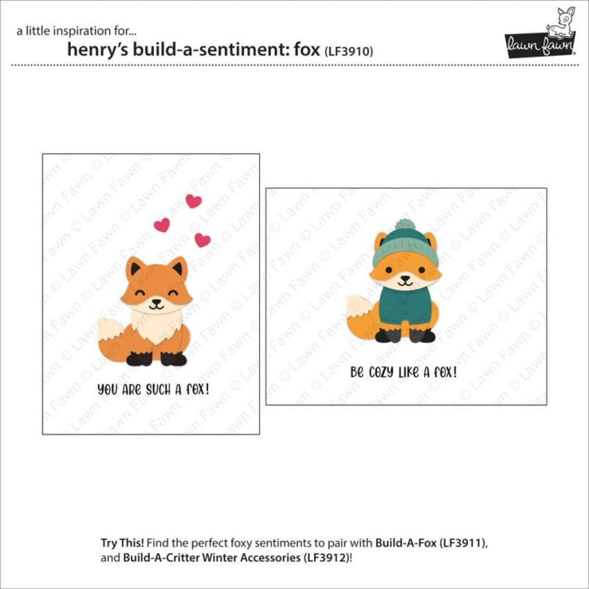 Lawn Fawn - Stempelset "Henry'S Build-A-Sentiment Fox" Clear Stamp