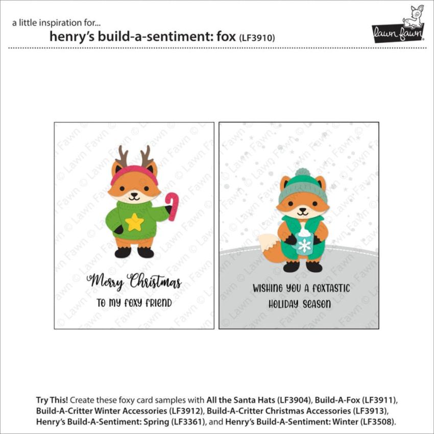 Lawn Fawn - Stempelset "Henry'S Build-A-Sentiment Fox" Clear Stamp