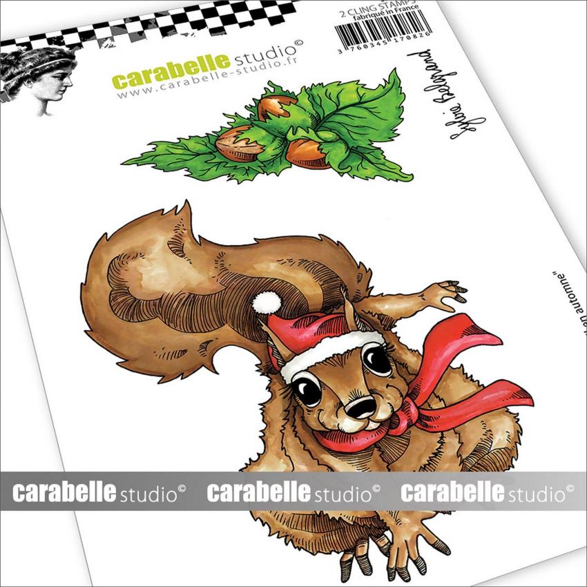 Carabelle Studio - Gummistempelset "Écureuil en automne" Cling Stamp