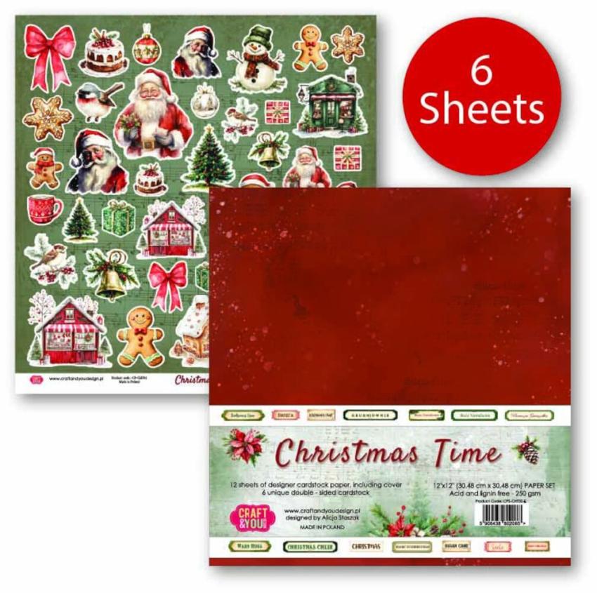 Craft & You Design - Designpapier "Christmas Time" Paper Pad 12x12 Inch - 12 Bogen