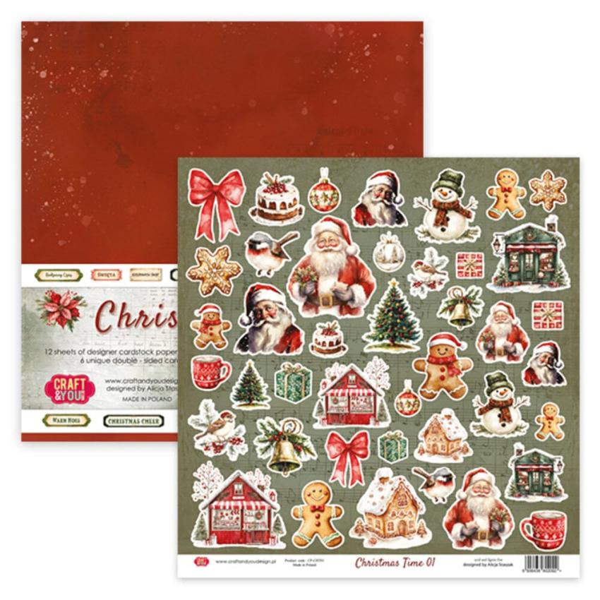 Craft & You Design - Designpapier "Christmas Time" Paper Pad 12x12 Inch - 12 Bogen
