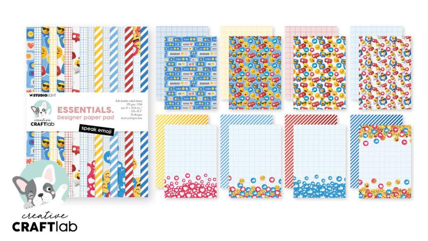 Creative Craft Lab - Studio Light - Designpapier "Speak Emoji " Paper Pack 21x14,8 cm - 24 Bogen
