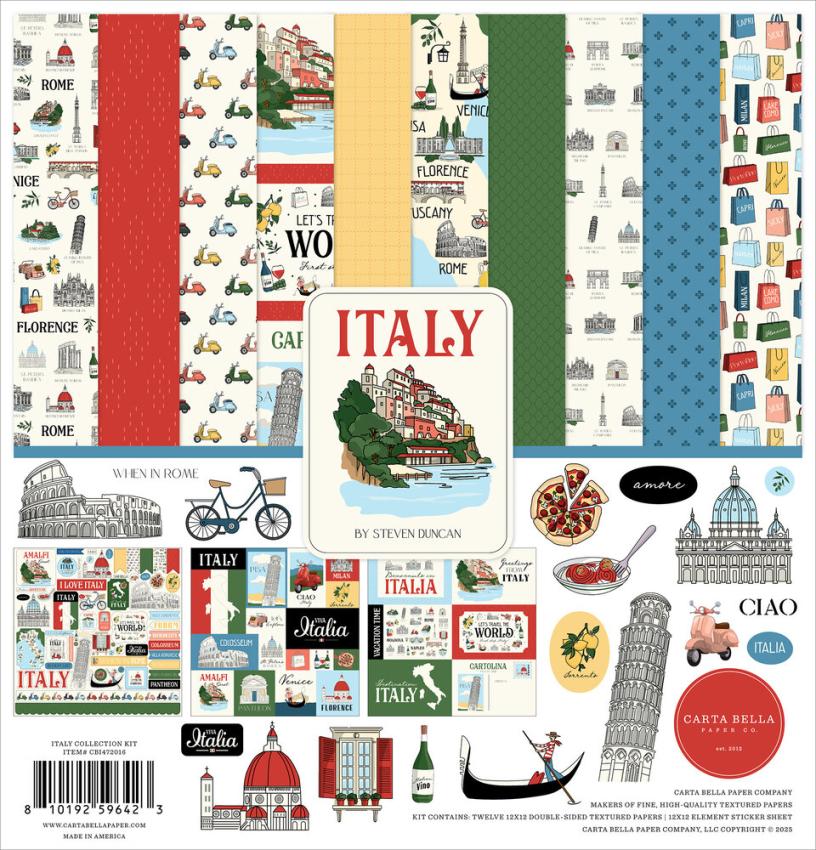 Carta Bella - Designpapier "Italy" Collection Kit 12x12 Inch - 12 Bogen  