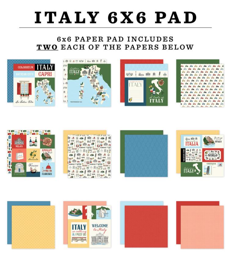 Carta Bella - Designpapier "Italy" Paper Pad 6x6 Inch - 24 Bogen