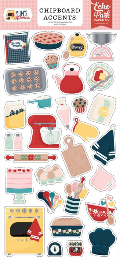 Echo Park - Sticker "Mom's Kitchen" Chipboard 6x13 Inch