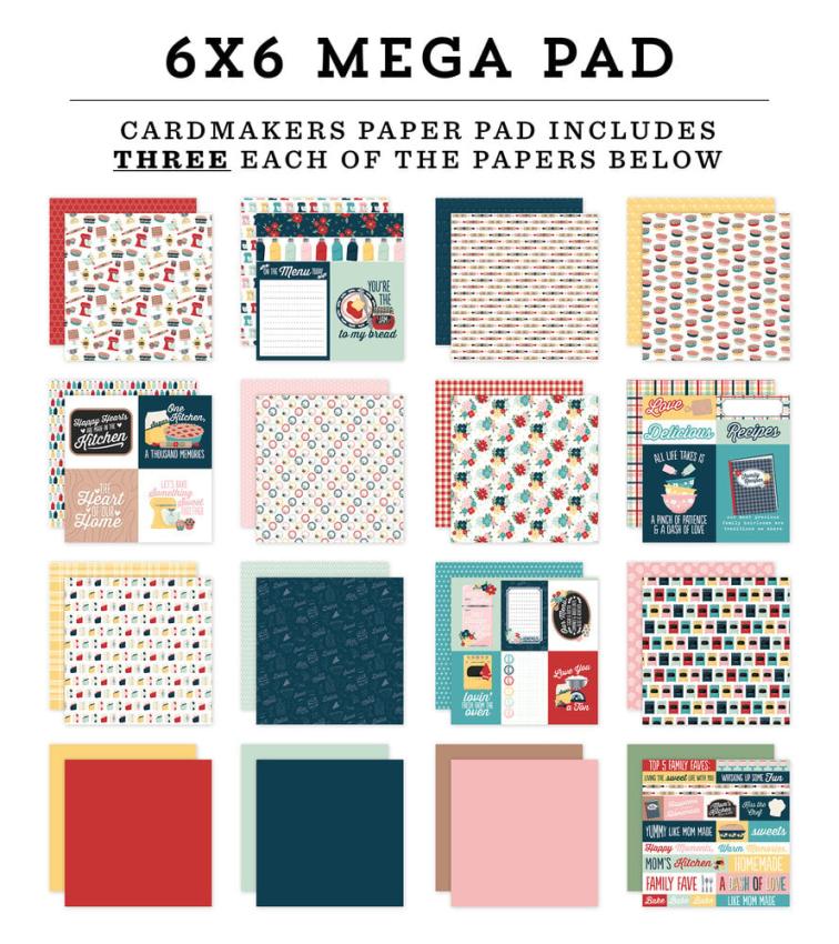 Echo Park - Designpapier "Mom's Kitchen" Cardmakers Mega Pad 6x6 Inch - 48 Bogen
