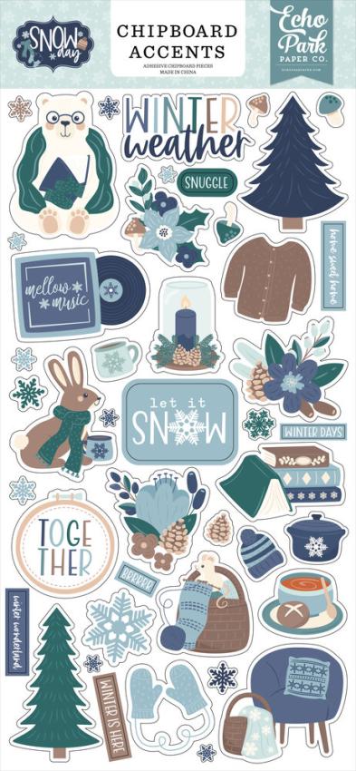 Echo Park - Sticker "Snow Day" Chipboard 6x13 Inch