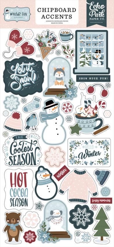 Echo Park - Sticker "Winter Fun" Chipboard 6x13 Inch