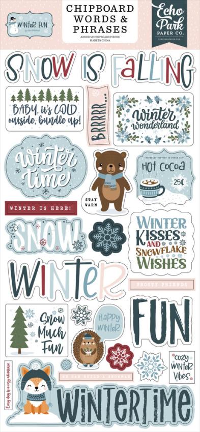 Echo Park - Sticker "Winter Fun" Chipboard 6x13 Inch