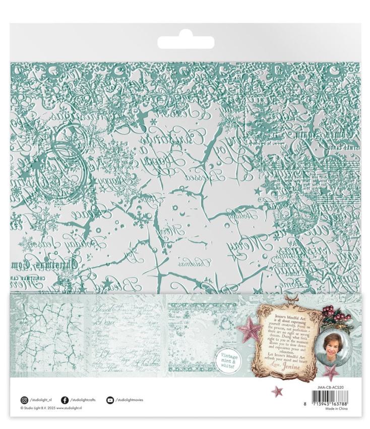 Studio Light - Pergamentpapier "Vintage Mint & White" Vellum 8x8 Inch ( 20,3x20,3 cm ) - 6 Bogen