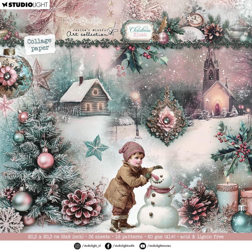 Studio Light - Designpapier "Christmas Blush" Collage Paper Pad 8x8 Inch - 36 Bogen