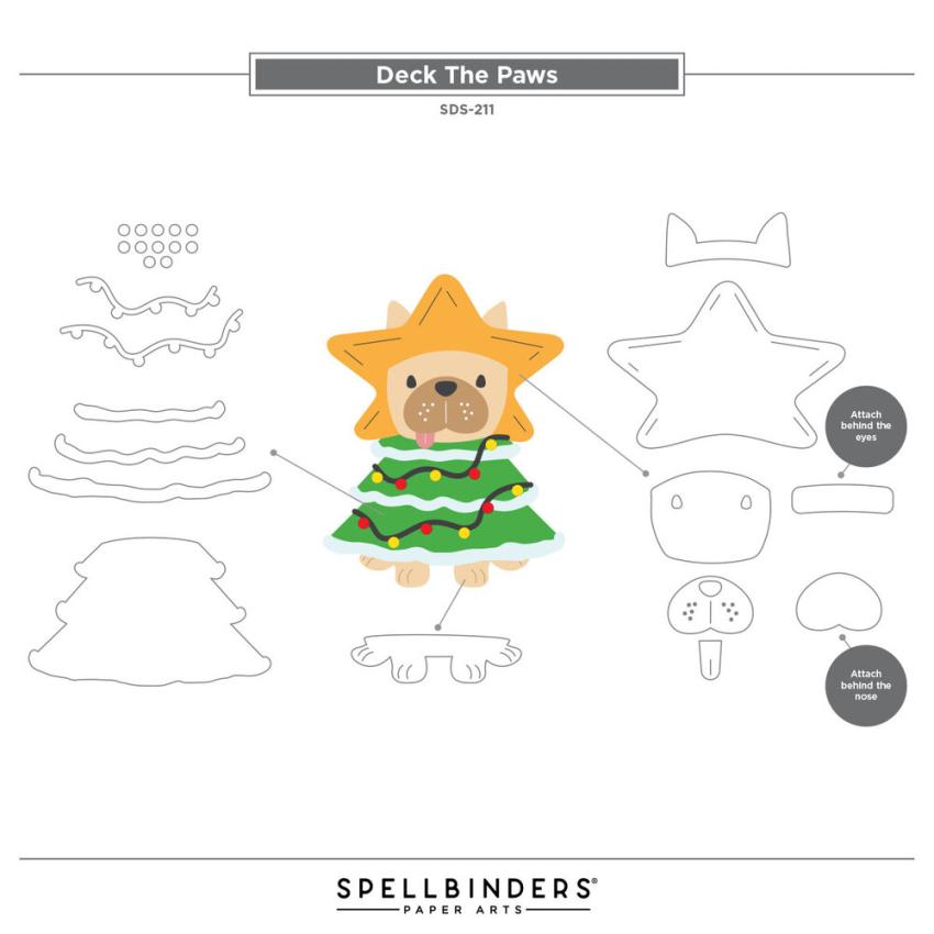 Spellbinders - Stempelset & Stanzschablone "Deck the Paws" Clear Stamps & Dies