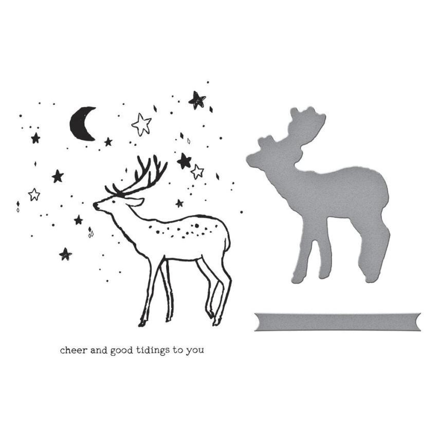 Spellbinders - Buchdrucktechnik "Cheer and Good Tidings Deer" BetterPress Plate & Dies
