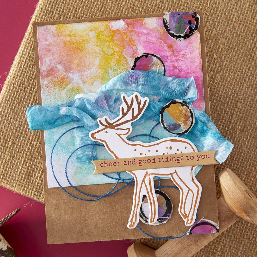Spellbinders - Buchdrucktechnik "Cheer and Good Tidings Deer" BetterPress Plate & Dies