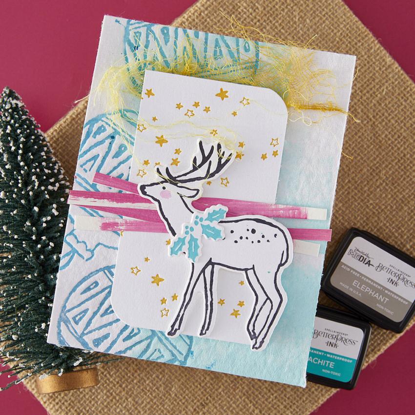 Spellbinders - Buchdrucktechnik "Cheer and Good Tidings Deer" BetterPress Plate & Dies
